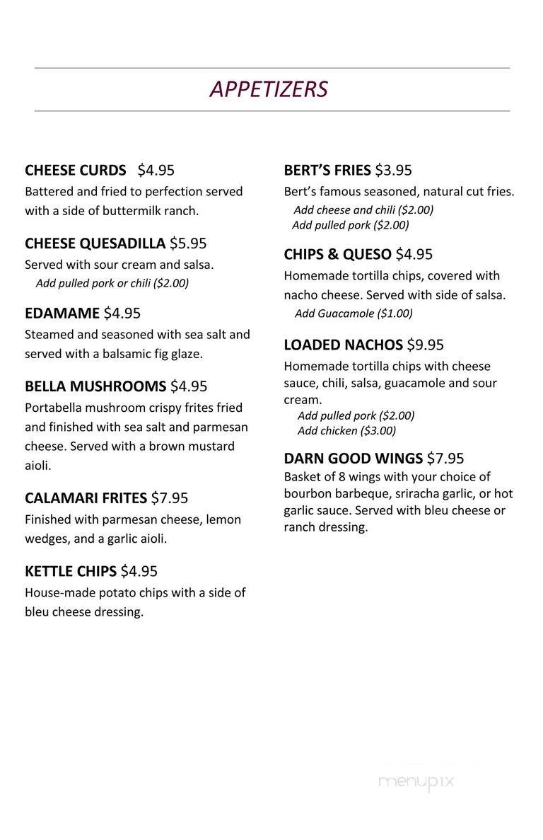 Bert's Bar - Milwaukee, WI menu_pic