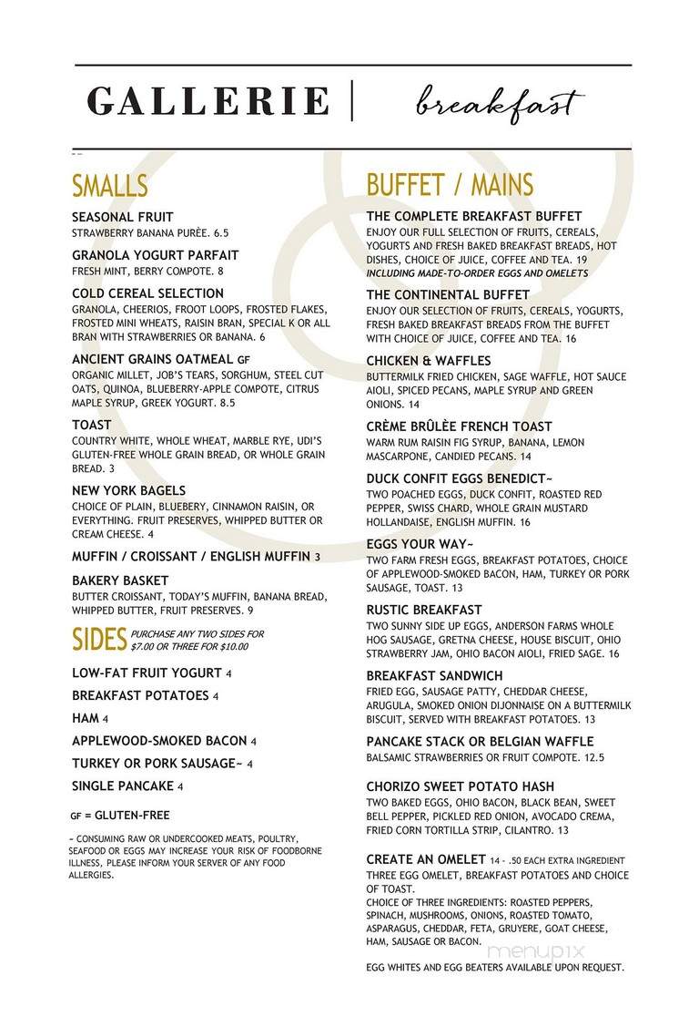 Gallerie Bar & Bistro - Columbus, OH menu_pic