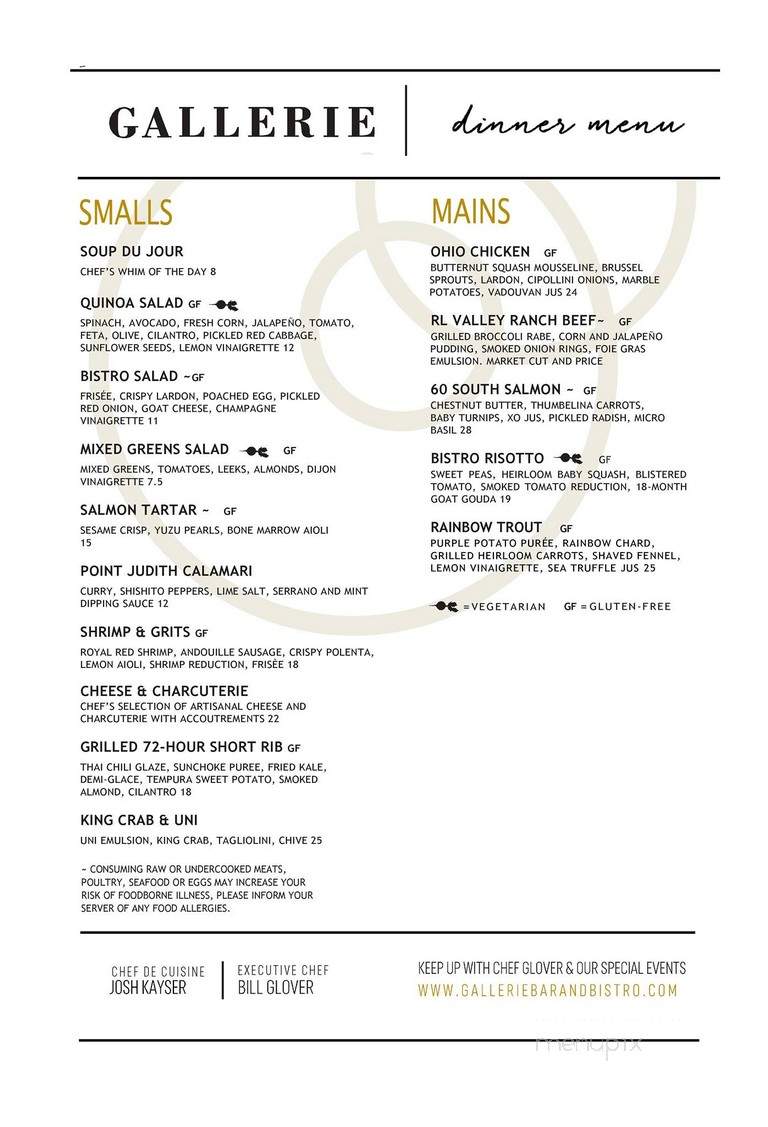 Gallerie Bar & Bistro - Columbus, OH menu_pic