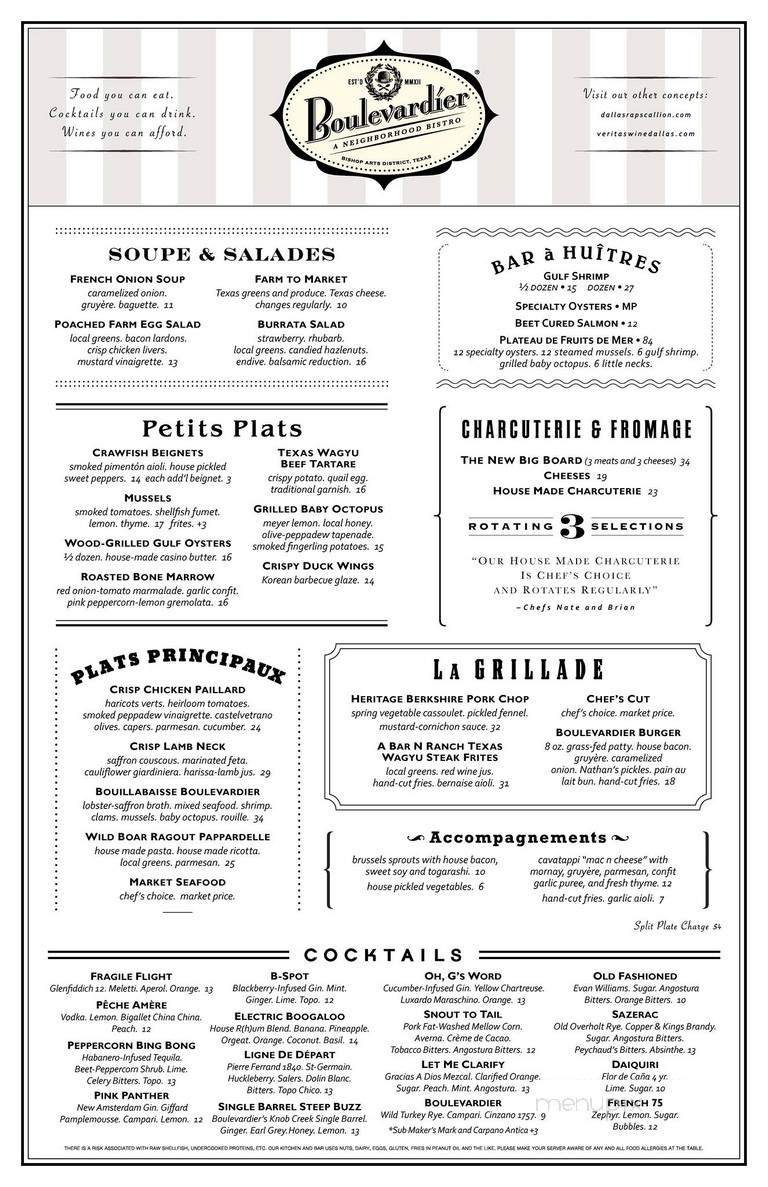 Boulevardier - Dallas, TX menu_pic
