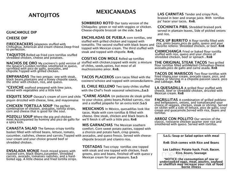 Dos Taquitos Xoco - Raleigh, NC menu_pic