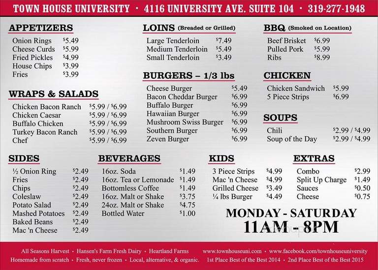 Town House Tenderloins - Cedar Falls, IA menu_pic