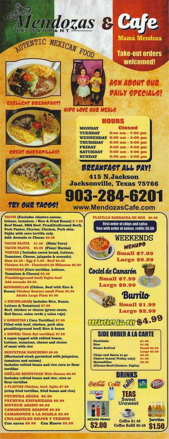 Mendoza's Restaurant and Cafe - Jacksonville, TX menu_pic