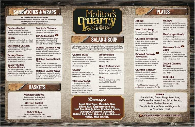 Molitor's Quarry Grill & Bar - Sauk Rapids, MN menu_pic