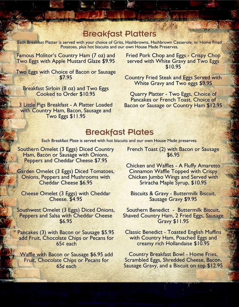 Molitor's Quarry Grill & Bar - Sauk Rapids, MN menu_pic