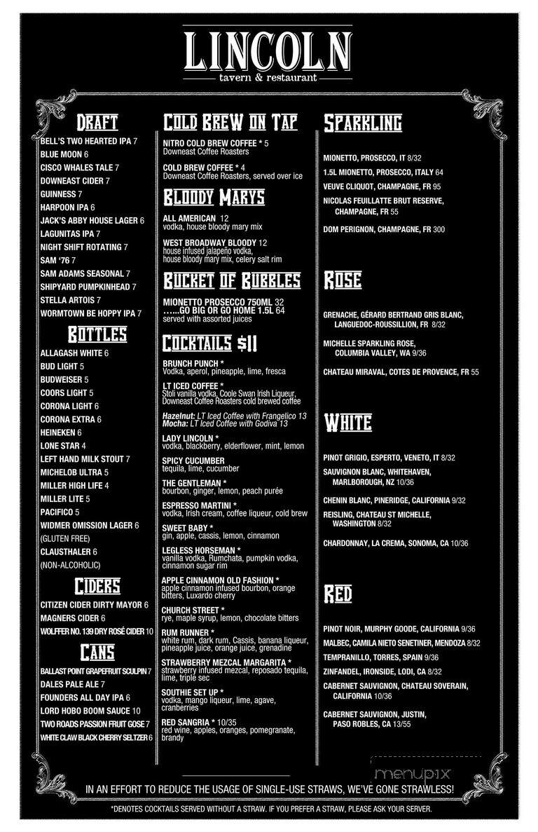 Lincoln Tavern and Restaurant - South Boston, MA menu_pic
