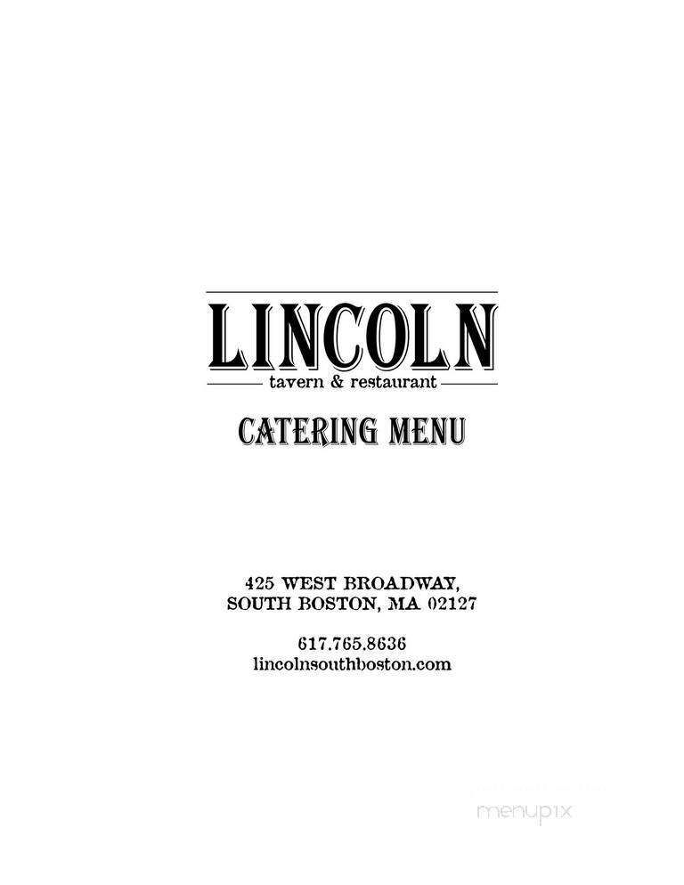 Lincoln Tavern and Restaurant - South Boston, MA menu_pic