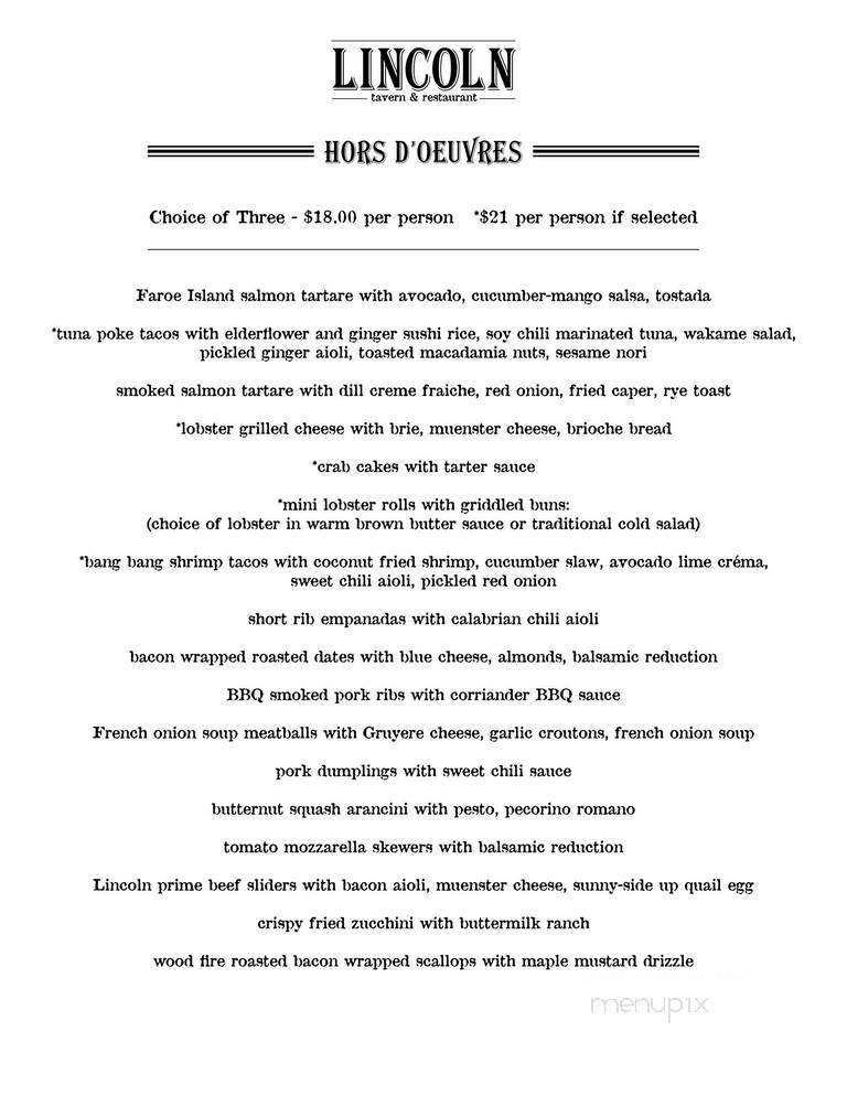 Lincoln Tavern and Restaurant - South Boston, MA menu_pic