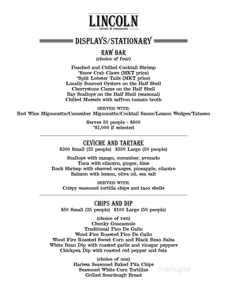 Lincoln Tavern and Restaurant - South Boston, MA menu_pic