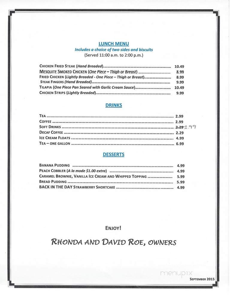 Back in the Day Cafe - Midland, TX menu_pic