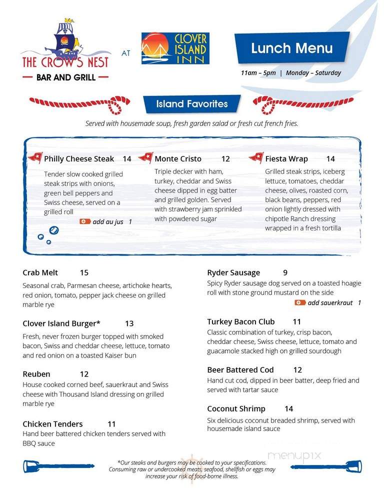 The Crow's Nest at Clover Island Inn - Kennewick, WA menu_pic