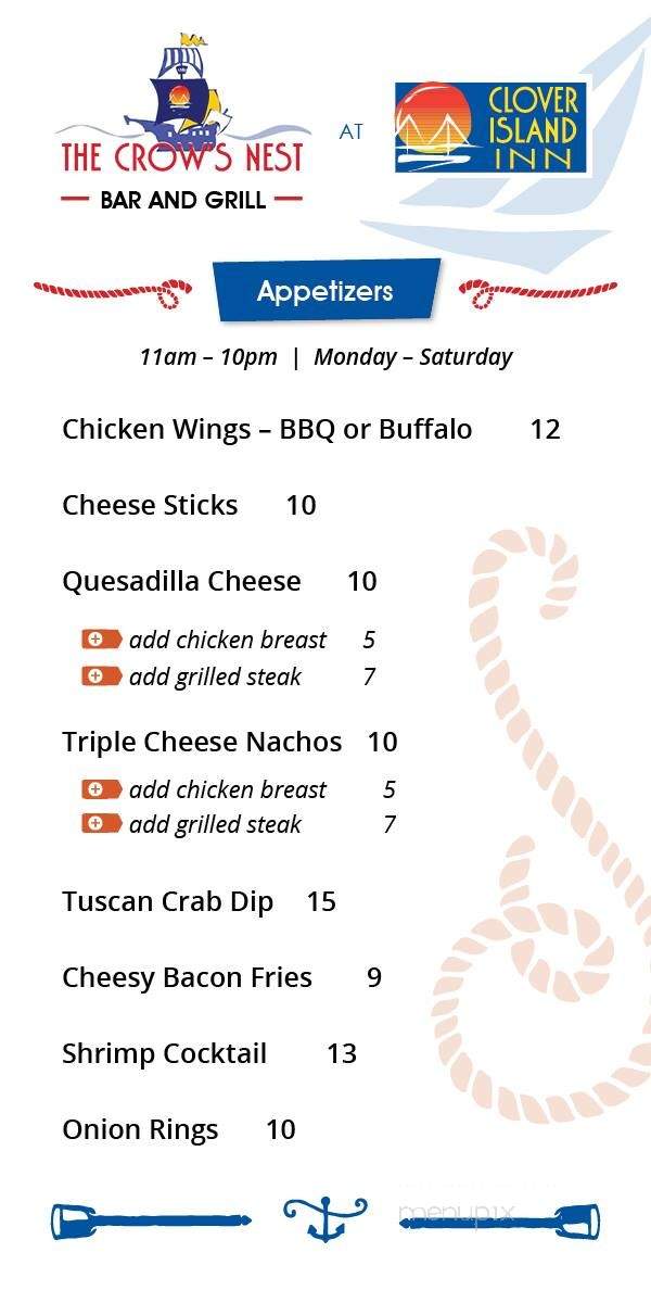 The Crow's Nest at Clover Island Inn - Kennewick, WA menu_pic