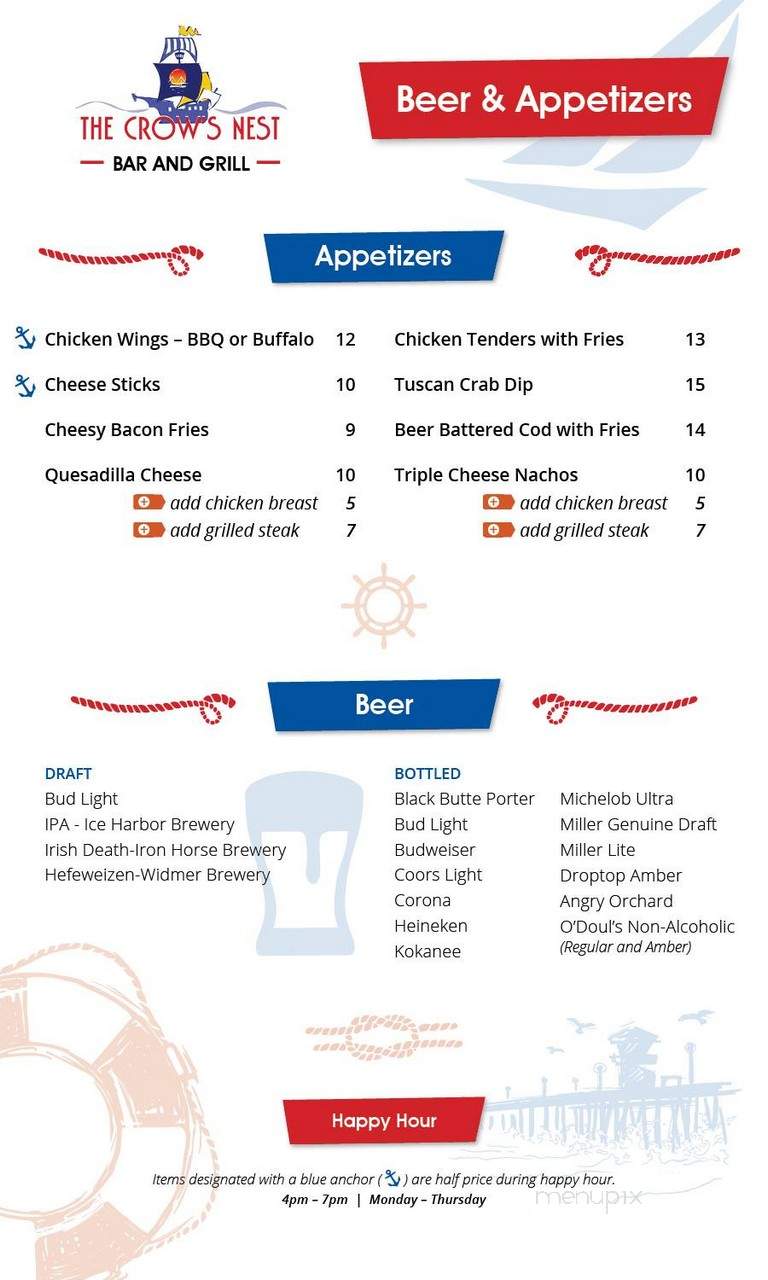 The Crow's Nest at Clover Island Inn - Kennewick, WA menu_pic