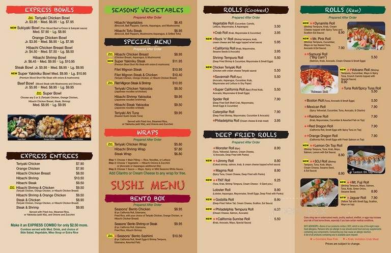 Seasons of Japan - Jacksonville, FL menu_pic