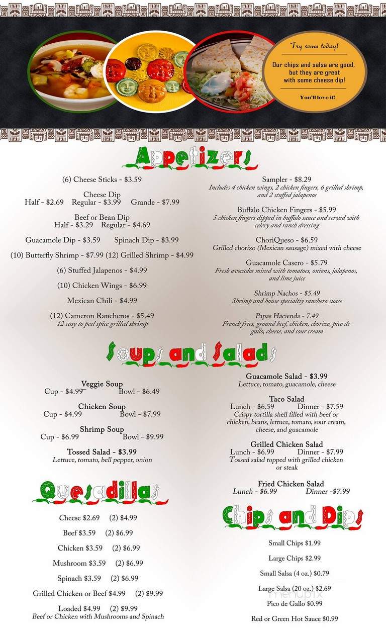 Hacienda - Evans, GA menu_pic