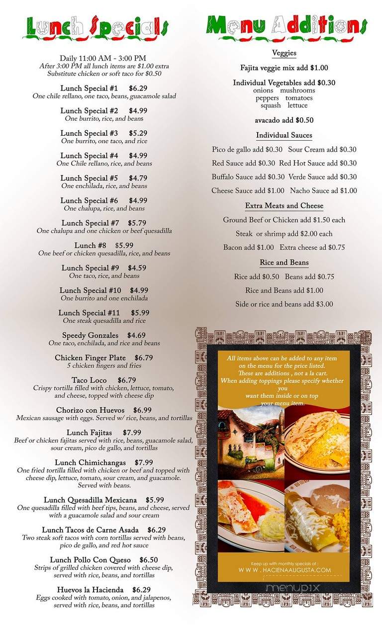 Hacienda - Evans, GA menu_pic