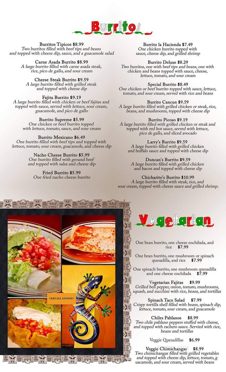 Hacienda - Evans, GA menu_pic