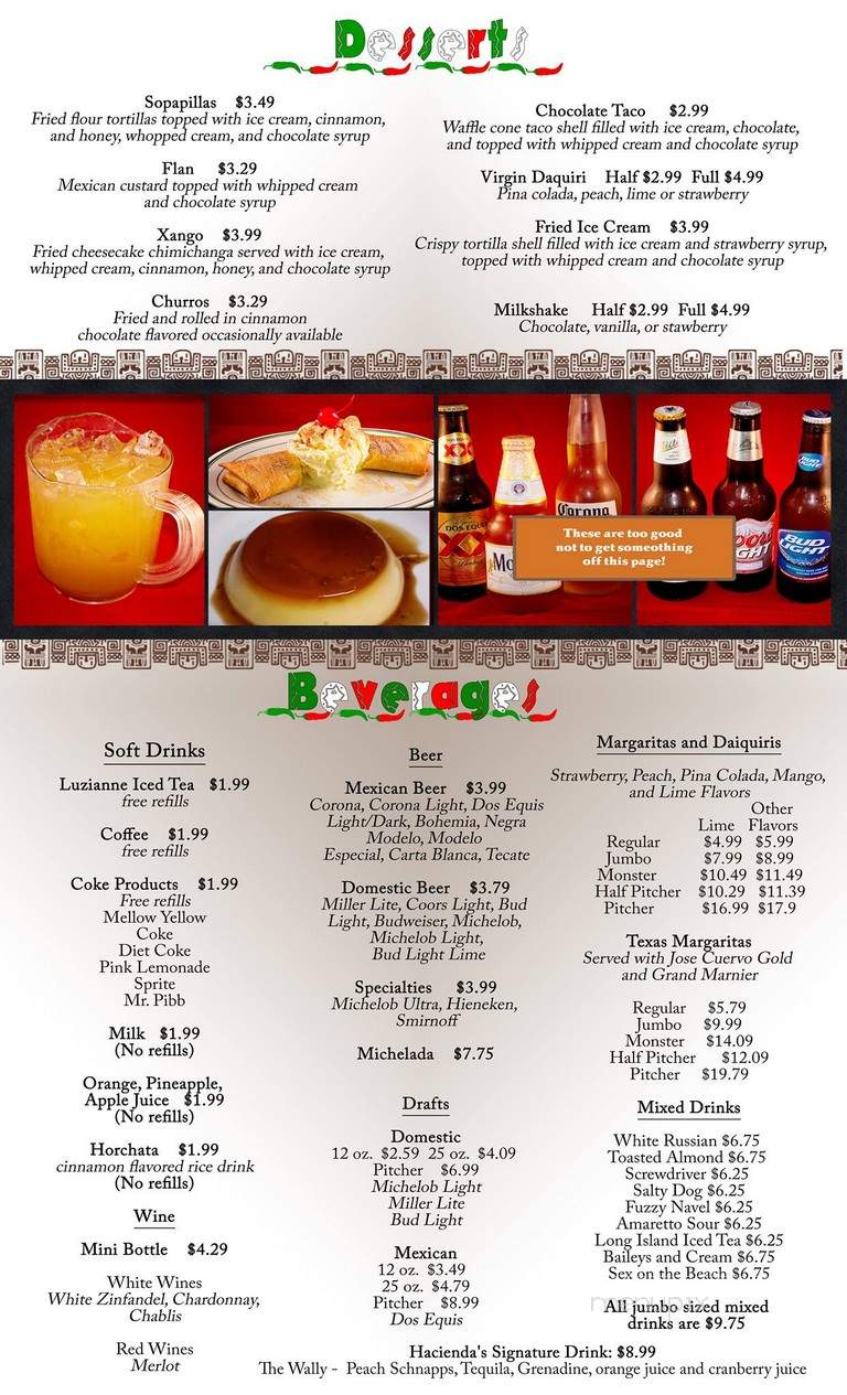 Hacienda - Evans, GA menu_pic