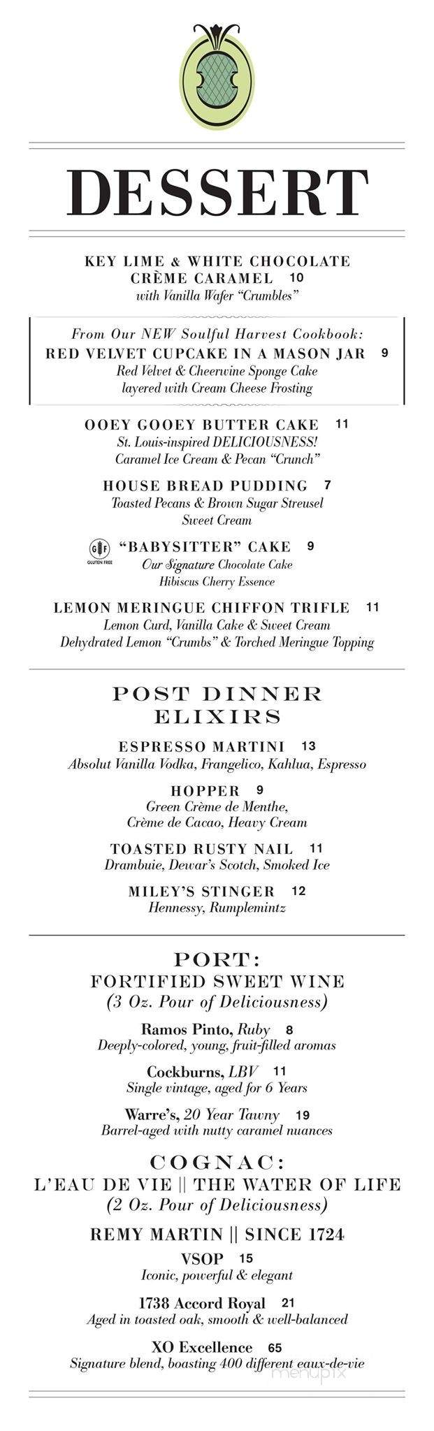 Spring House Restaurant, Kitchen Bar - Winston Salem, NC menu_pic