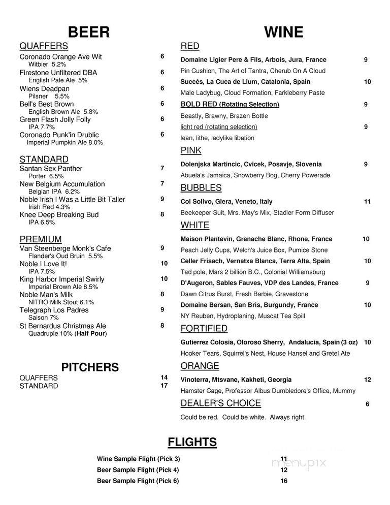 Buzz Wine Beer Shop - Los Angeles, CA menu_pic