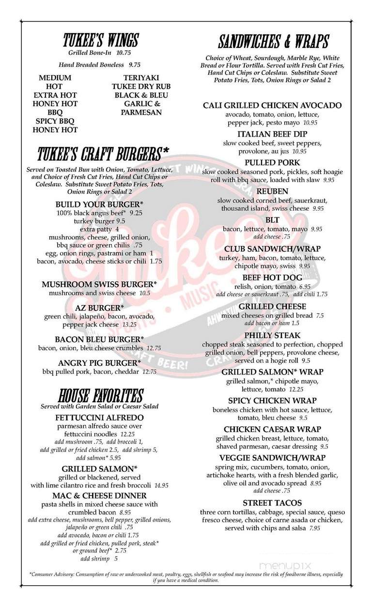 Tukee's Sports Grille - Phoenix, AZ menu_pic