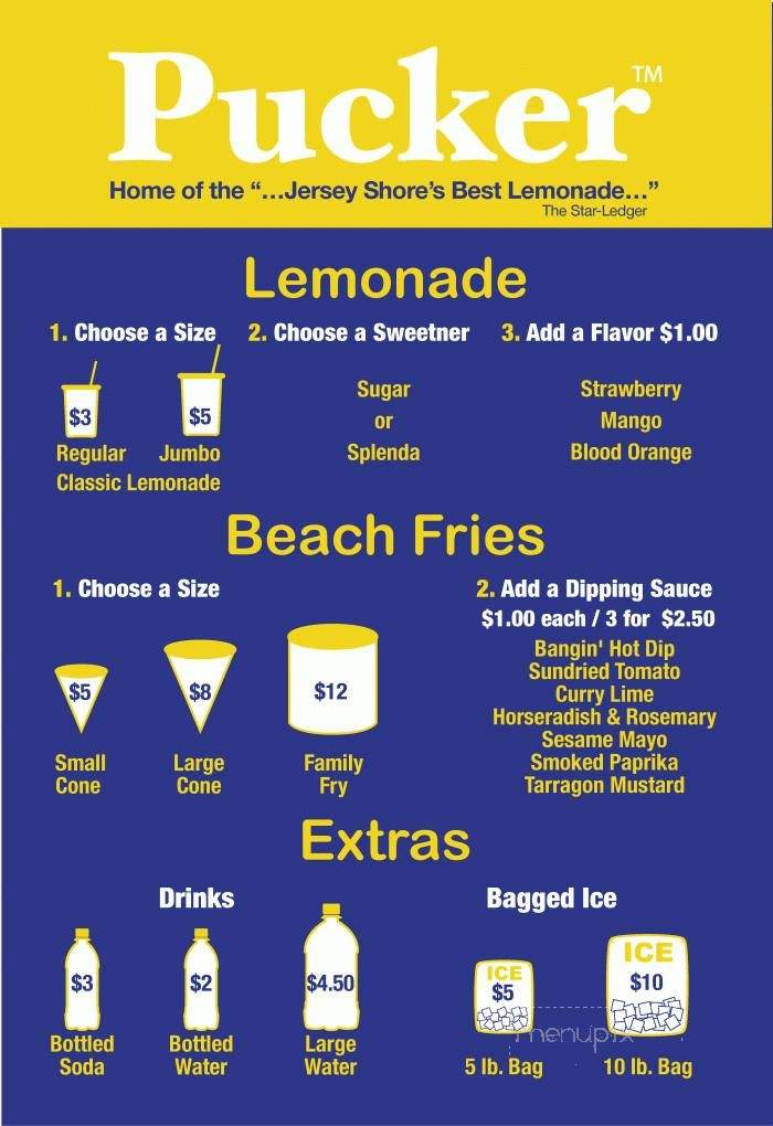 Pucker Lemonades Beach Fries - Asbury Park, NJ menu_pic