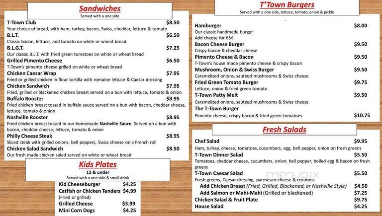 T-Town Cafe - Tuscaloosa, AL menu_pic