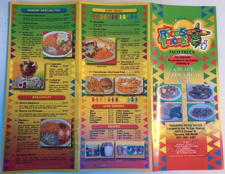 Ricos Tacos - Tacoma, WA menu_pic