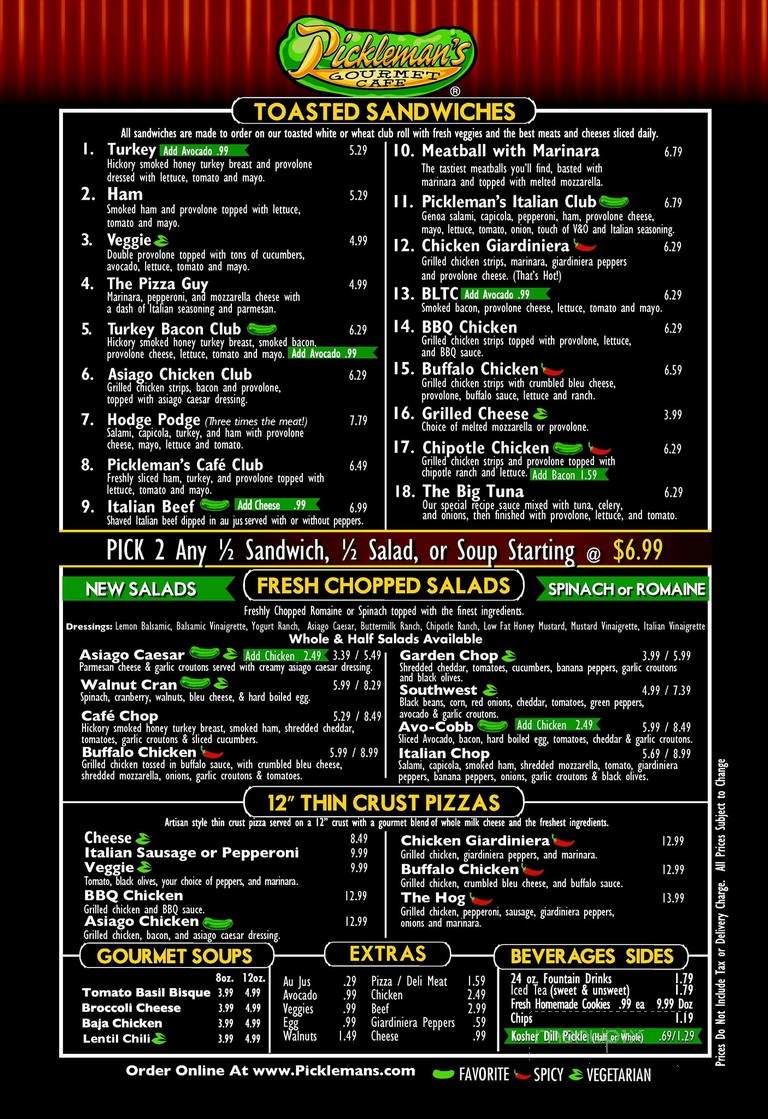 Pickleman's Gourmet Cafe - Kansas City, MO menu_pic