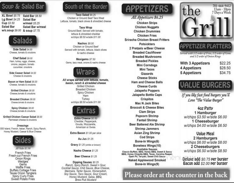 Rig Lounge - Tioga, ND menu_pic