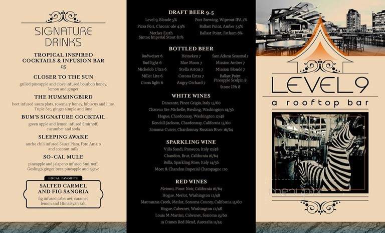 Level 9 - San Diego, CA menu_pic