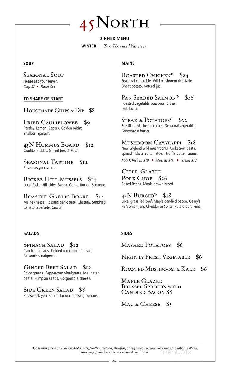 45 North - Carrabassett Valley, ME menu_pic