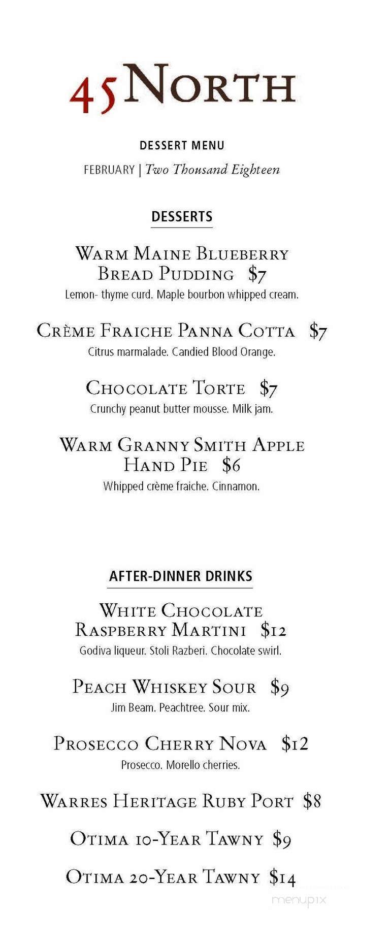 45 North - Carrabassett Valley, ME menu_pic