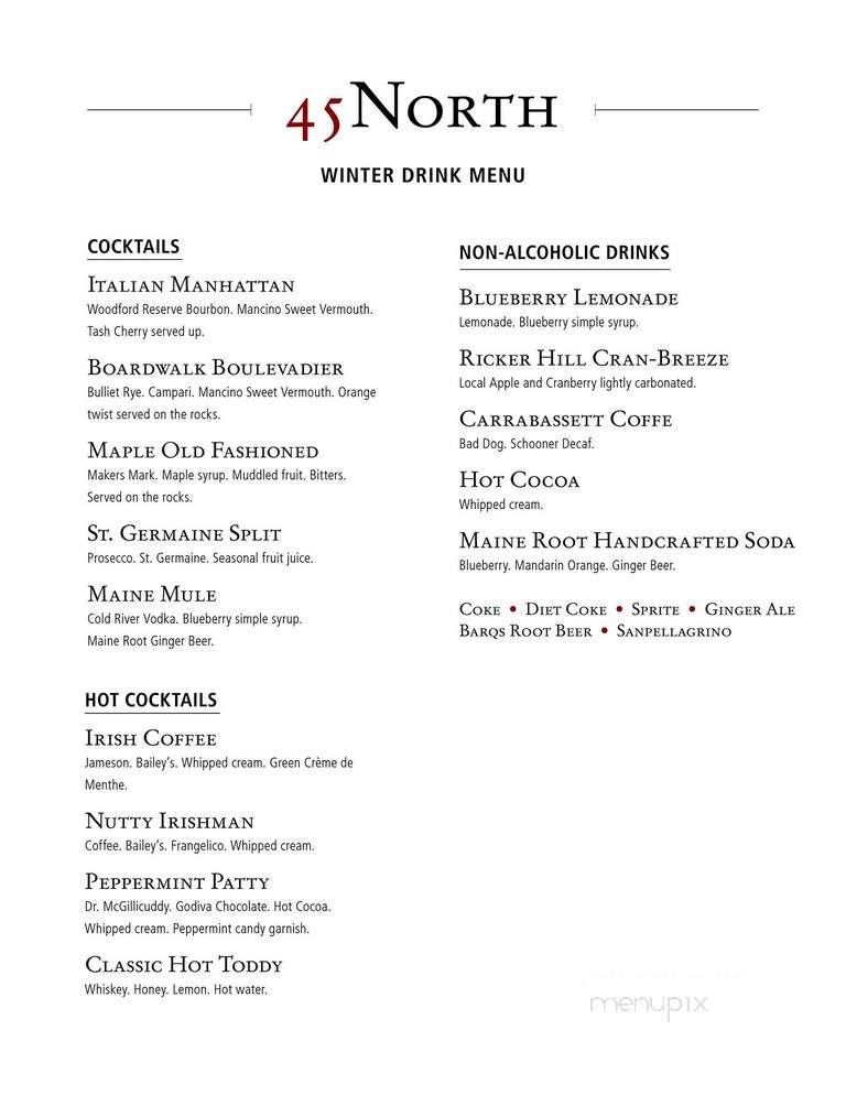 45 North - Carrabassett Valley, ME menu_pic