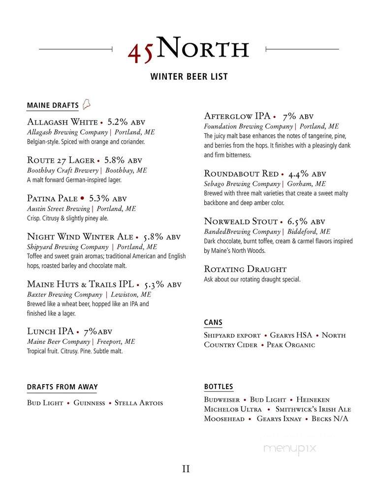 45 North - Carrabassett Valley, ME menu_pic
