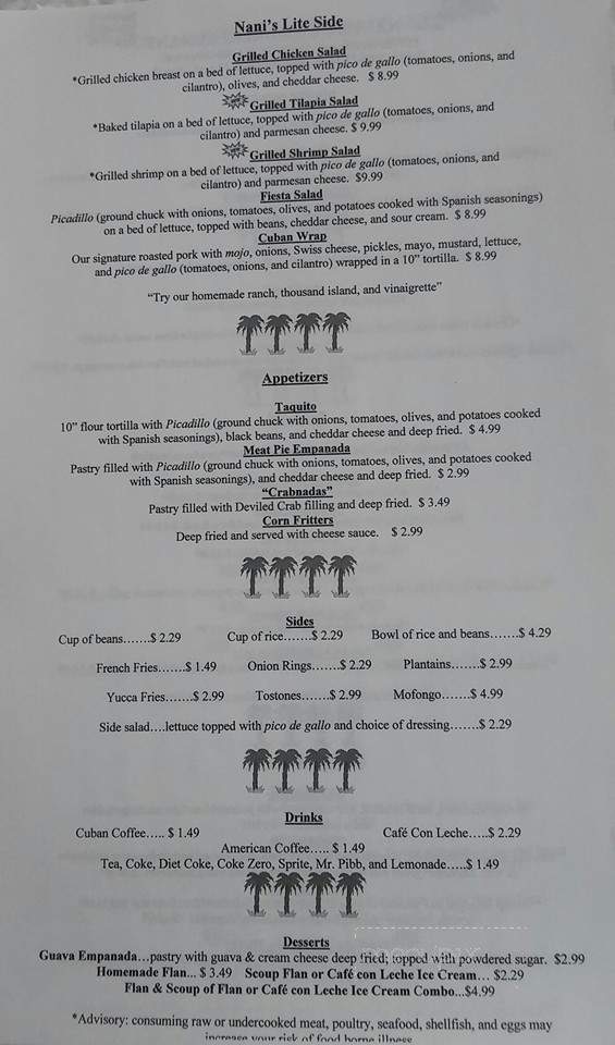Nani's Restaurant - Blairsville, GA menu_pic