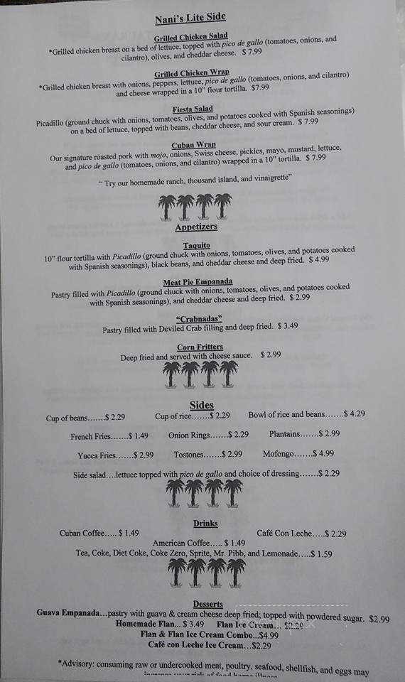 Nani's Restaurant - Blairsville, GA menu_pic