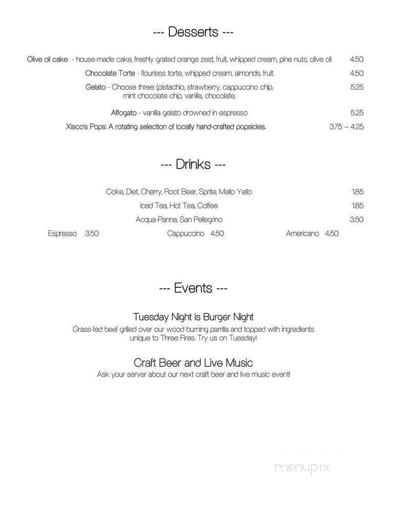 800 Degrees Three Fires - Fort Wayne, IN menu_pic