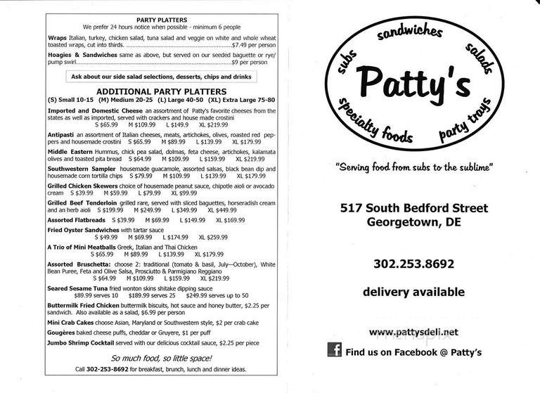 Patty's - Georgetown, DE menu_pic