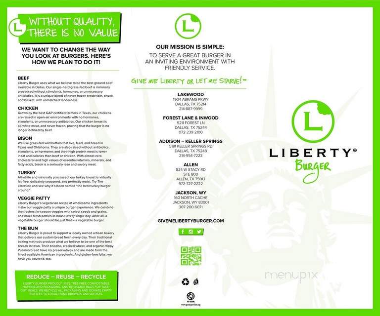 Liberty Burger - Dallas, TX menu_pic