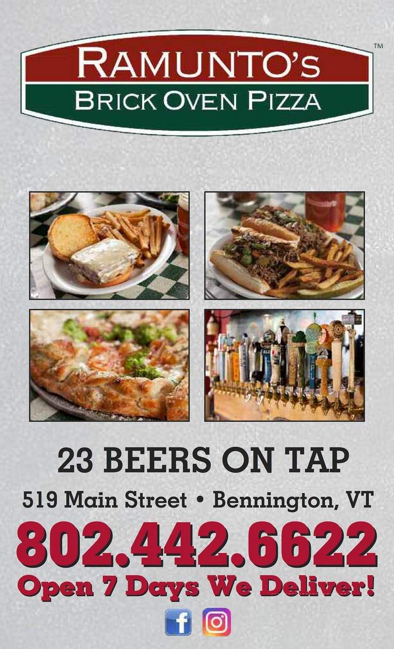 Ramunto's - Bennington, VT menu_pic