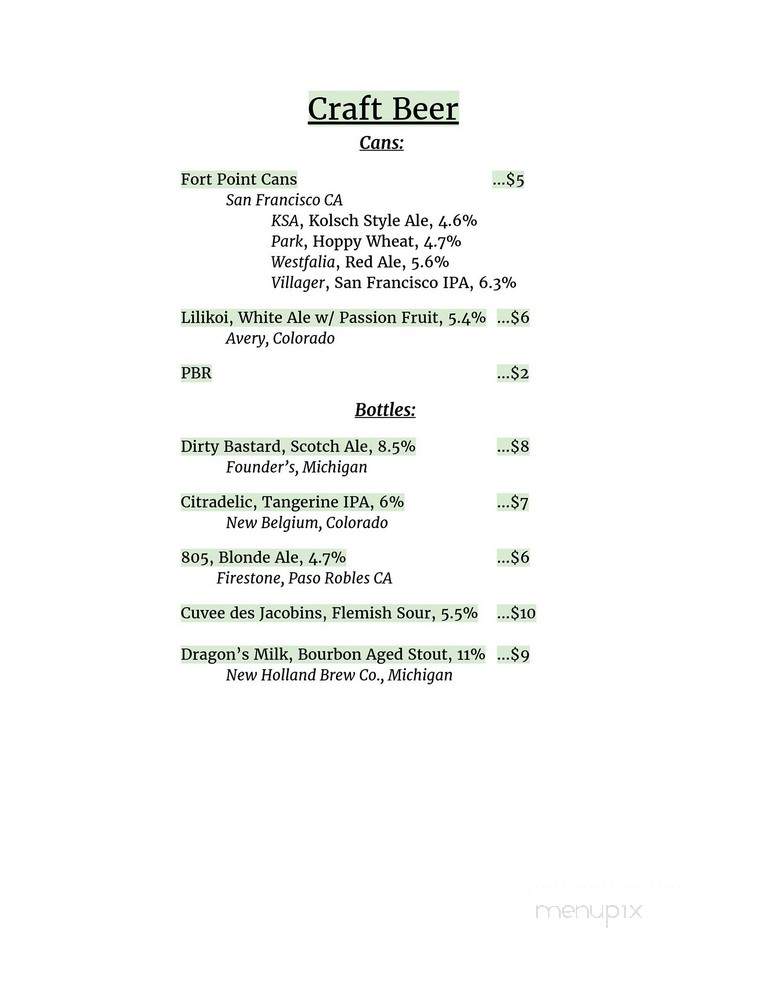 Chromatic Coffee - Santa Clara, CA menu_pic