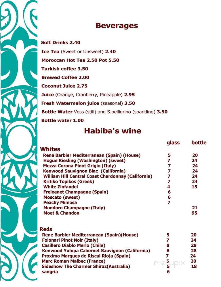 Habiba Mediteranean Resturant - Greenville, SC menu_pic