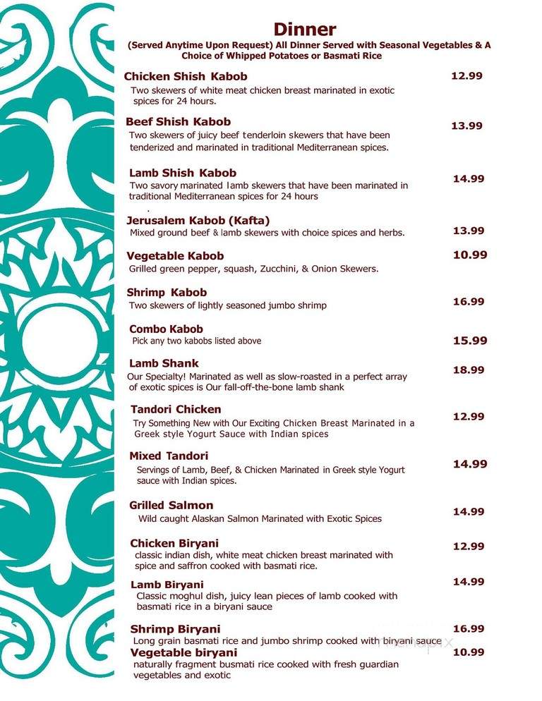 Habiba Mediteranean Resturant - Greenville, SC menu_pic