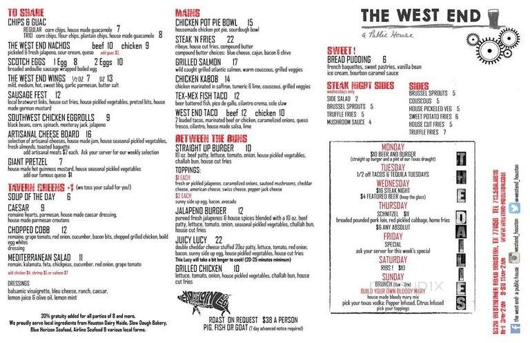 The West End - Houston, TX menu_pic