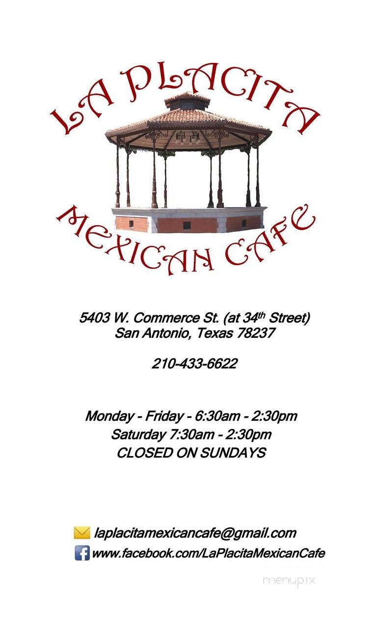 La Placita Mexican Cafe - San Antonio, TX menu_pic
