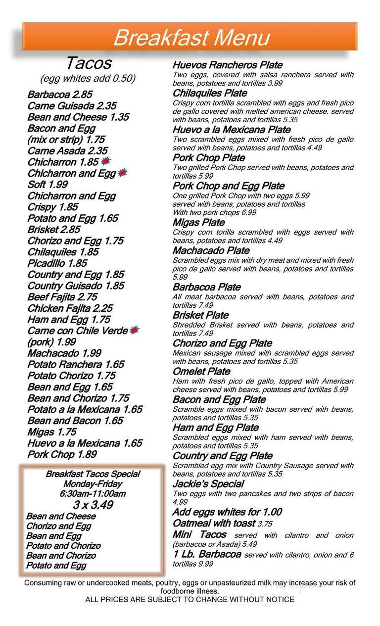 La Placita Mexican Cafe - San Antonio, TX menu_pic