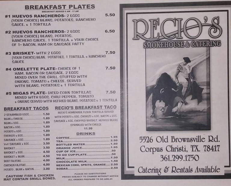 Recios Smokehouse & Catering - Corpus Christi, TX menu_pic
