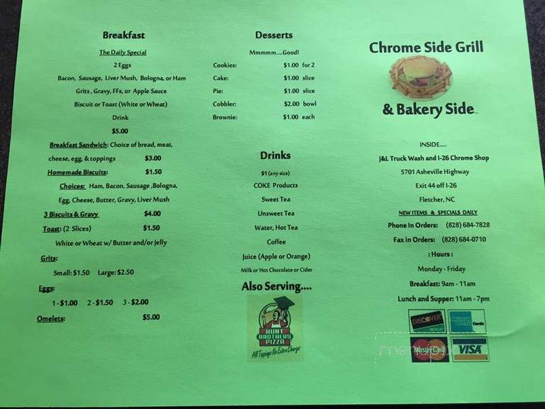 Chrome Side Grill - Fletcher, NC menu_pic