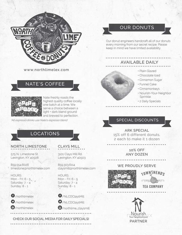 North Lime Coffee & Donuts - Lexington, KY menu_pic